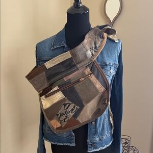 Patchwork Crossbody Bag - Brown and Tan